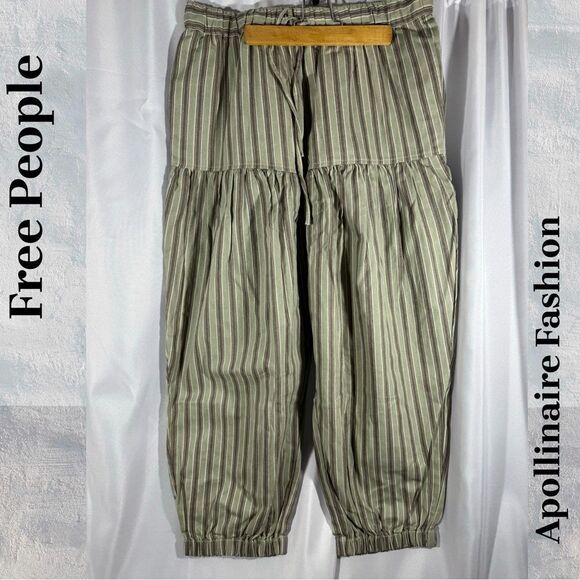FREE PEOPLE ELLIE STRIPPED PULL ON PANTS MINT COMBO MEDIUM NEW - Picture 7 of 8